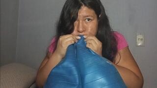Puffy Cheeks Inflation – Blowing Up My Yoga Ball