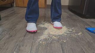 Smashing cereal in White and pink nikes