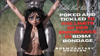 naughty hairy armpit Slave girl is poked and tickled hard in her boobs and belly amd pits to the limit of her endurance in BDSM bondage by evil device