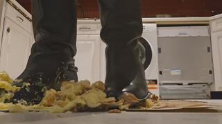 Princess crush cakes with her louboutin leather boots