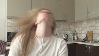 The blonde sniffs her delicious lips and wants you! MP4