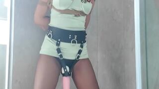 HH106-An Asian girl, bound in the bathroom, is brought to orgasm by a vibrating toy.