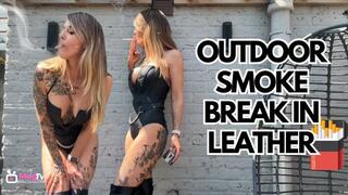 Outdoor smoke break in Leather