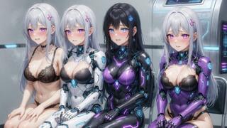 Our girls: Jia, Mae, Nia, and Jae are hard working cyborg AI girlfriends getting their holes cleaned.