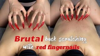 Brutal Back Scratching With Red Fingernails | LINH'S LONG NAIL | CRAZY ABOUT LONG AND NATURAL NAILS