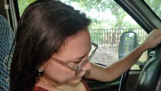 Katherine sexy driving and pedal pumping on high heels