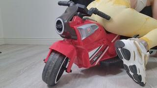 Toy Motorbike Ride in Tight Sports Outfit – Brat Girl & Loud Farts Roleplay