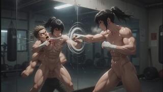 Muscular Female Boxer vs Male Fighter