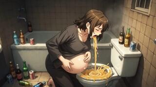 Pregnant Smoking & Vomiting in Bathroom - Morning Sickness While Smoking