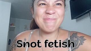 With a cold and dripping sticky snot