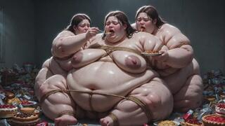 Huge SSBBW Bound Tight - Belly Stuffing While Tied Up