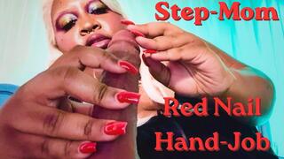 BBW Ebony Step-Mom Gives Blowjob with Red Nails