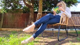 Beige Ballet Flats Heel Pop & Dangle