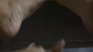 Solo fingering & squirting. Tanned brunette