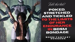 naughty hairy armpit Slave girl is poked and tickled hard in her boobs and belly and pits to the limit of her endurance in BDSM bondage by mechanical mistress