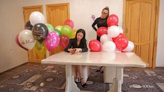 Strict teacher vs a student with helium balloons **4K**