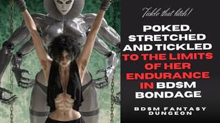 naughty hairy fuzzy armpit Slave girl is poked and tickled hard in her boobs and belly and pits to the limit of her endurance in BDSM bondage by mechanical mistress