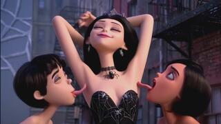 two kinky lesbian slaves lick the armpits of their dark gothic mistress