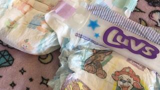 Diaper tab extenders from Etsy demonstration! Luvs and Pampers