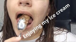 Enjoying my ice cream