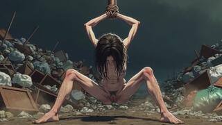 Dirty Woman Covered in Trash in Bondage - Extremely Horny & Desperate