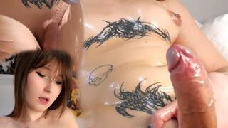 Trans Girl Showers, Oils Up & Jerks Off with Edging