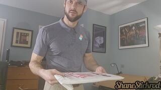 Solo Roleplay as a Domino's Delivery Person, with Striptease and Naked Jerkoff and Cumshot