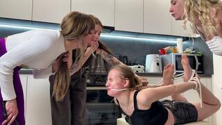 Group Lezdom Bondage and Spitting Humiliation With Thee Mistresses (MP4 HD 1080p)