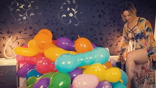 Maria Bite, Nail and Heel pops a lot of small figurine Balloons 4K UHD Version