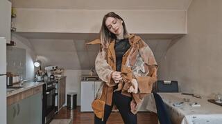 Brown leather jacket destruction