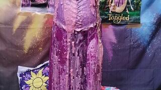 Cos Cosplay gunging while dressed up as Rapunzel