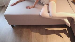 White silk swimsuit girl