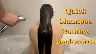 Quick Backwards Twice Shampooing in a Bathtub - Long Hair Shampoo by a Man,