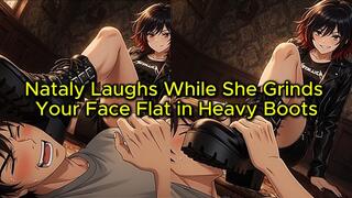 Face Trampling Under Goth Platforms - Nataly Laughs While She Grinds Your Face Flat