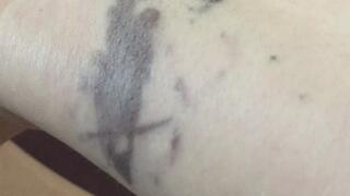 I GOT A LITTLE MESS ON MY BODY FROM THE BLACK DYE IT DRAWS COOL STUFF BASED ON MY MOOD WHILE I DO IT TO ME