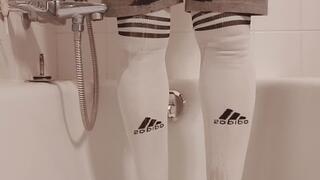 Pissing in Nike Shox and Fila