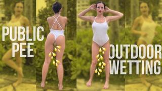 Outdoor Pee in Cotton See-Through Bodysuit