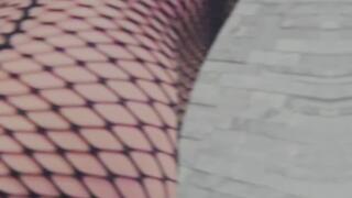 Shemale erection in fishnet