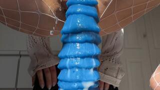 Stuffing my little pussy with the huge Mordax dildo