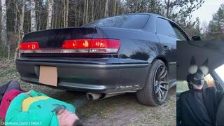 Black stilettoes worship, smoking, trampling and revving