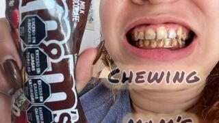 chewing M&M's
