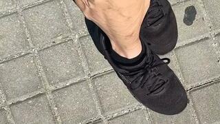 Tempest showing off the veins in her legs