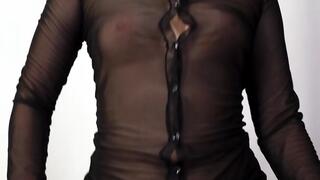 Redhead secretary rides a dildo solo