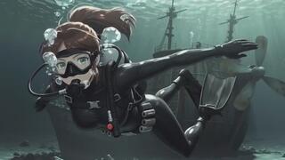 French Diver Air Tank Leak Emergency - Underwater Struggle Sophia Laurent