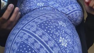 Big Pregnant Belly Burps Deep Gas Build-Up