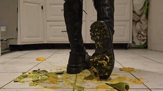 Princess crush oranges, avocado in her Dr Martens Audrick 20 eyes boots