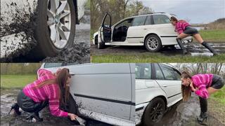 Stuck in the mud with an old BMW (custom video)