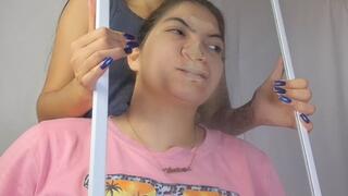 Oh no!! Jessie's face is smashed against the glass