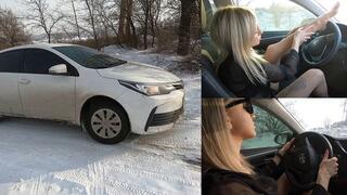 Katya can't drive up the snowy hill