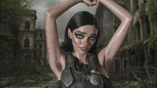 sexy hairy armpit combat girl shows us her smelly sweaty pits